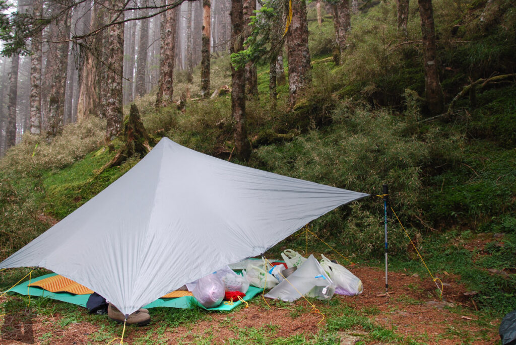 Camping at the former site of Xue Mountain Cabin